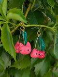 Cherry cat ear rings