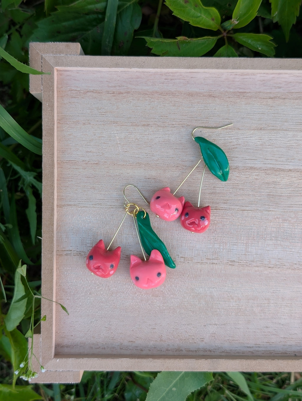 Cherry cat ear rings
